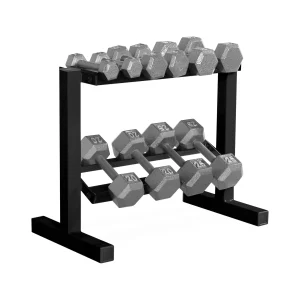 24 Inch Black, 2-Tier Dumbbell Rack