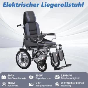 Foldable Electric Wheelchair, Reclining Design