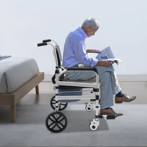 Foldable Shower Chair with Wheels and Commode